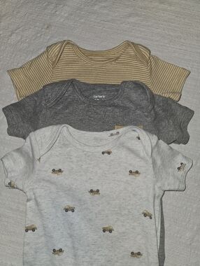 3-Pack Baby Onesies in Beige, Gray & Cream